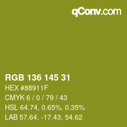 Color code: RGB 136 145 31 | qconv.com