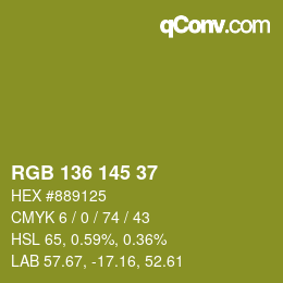 Color code: RGB 136 145 37 | qconv.com