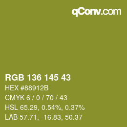 Color code: RGB 136 145 43 | qconv.com