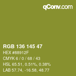 Color code: RGB 136 145 47 | qconv.com