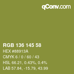 カラーコード: RGB 136 145 58 | qconv.com
