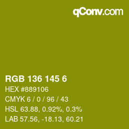 カラーコード: RGB 136 145 6 | qconv.com