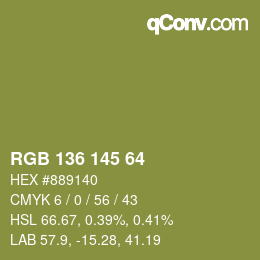 Color code: RGB 136 145 64 | qconv.com