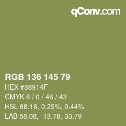 Farbcode: RGB 136 145 79 | qconv.com