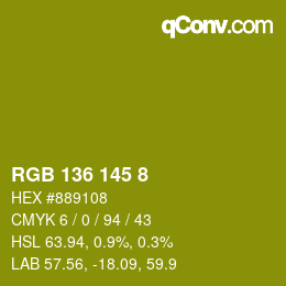 颜色代码: RGB 136 145 8 | qconv.com