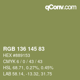 Color code: RGB 136 145 83 | qconv.com