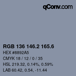 カラーコード: RGB 136 146.2 165.6 | qconv.com