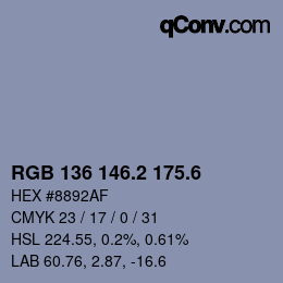 カラーコード: RGB 136 146.2 175.6 | qconv.com