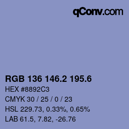 カラーコード: RGB 136 146.2 195.6 | qconv.com