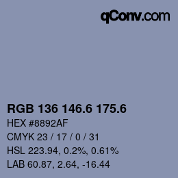 カラーコード: RGB 136 146.6 175.6 | qconv.com