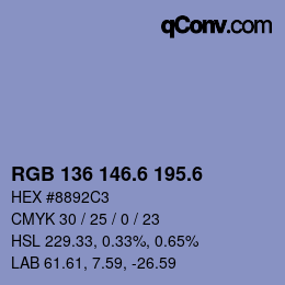 カラーコード: RGB 136 146.6 195.6 | qconv.com