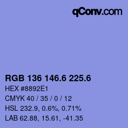 カラーコード: RGB 136 146.6 225.6 | qconv.com