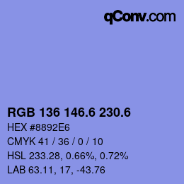 カラーコード: RGB 136 146.6 230.6 | qconv.com