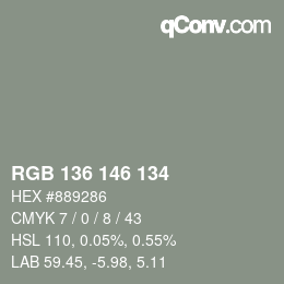 Color code: RGB 136 146 134 | qconv.com