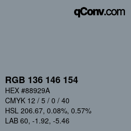 Color code: RGB 136 146 154 | qconv.com