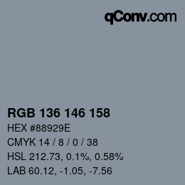 Color code: RGB 136 146 158 | qconv.com