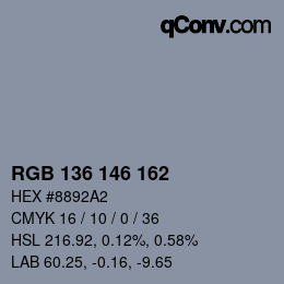 カラーコード: RGB 136 146 162 | qconv.com