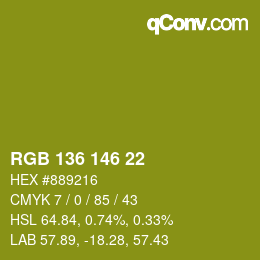 Color code: RGB 136 146 22 | qconv.com