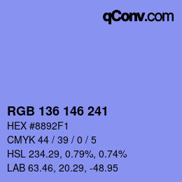 Color code: RGB 136 146 241 | qconv.com