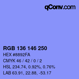 Color code: RGB 136 146 250 | qconv.com