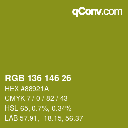 Color code: RGB 136 146 26 | qconv.com