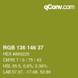 Color code: RGB 136 146 37 | qconv.com