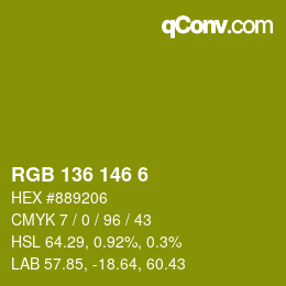 Código de color: RGB 136 146 6 | qconv.com