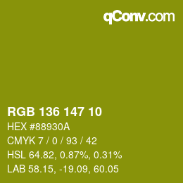 Color code: RGB 136 147 10 | qconv.com