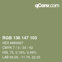 Farbcode: RGB 136 147 103 | qconv.com