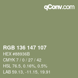 Código de color: RGB 136 147 107 | qconv.com