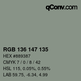 Farbcode: RGB 136 147 135 | qconv.com