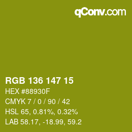 Color code: RGB 136 147 15 | qconv.com
