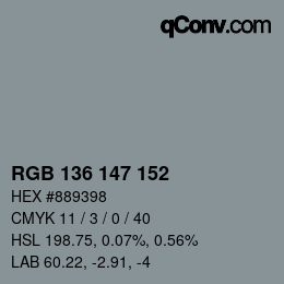 Color code: RGB 136 147 152 | qconv.com