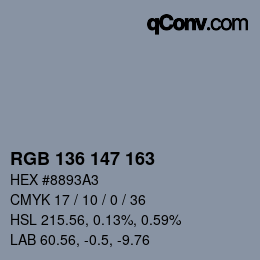 Color code: RGB 136 147 163 | qconv.com