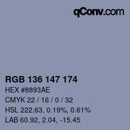 Color code: RGB 136 147 174 | qconv.com
