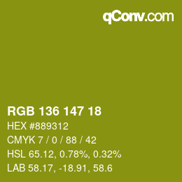 Color code: RGB 136 147 18 | qconv.com