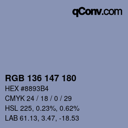Color code: RGB 136 147 180 | qconv.com