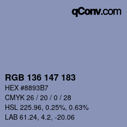 Color code: RGB 136 147 183 | qconv.com