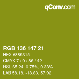 Color code: RGB 136 147 21 | qconv.com
