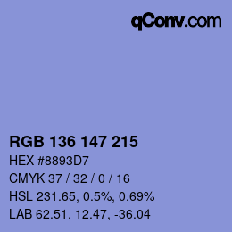 Color code: RGB 136 147 215 | qconv.com