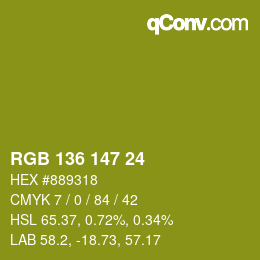 Color code: RGB 136 147 24 | qconv.com