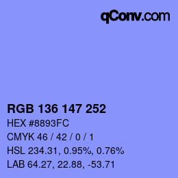 Color code: RGB 136 147 252 | qconv.com