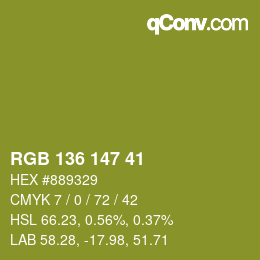 Color code: RGB 136 147 41 | qconv.com