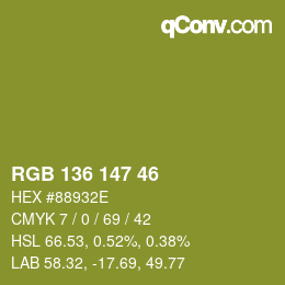 Color code: RGB 136 147 46 | qconv.com