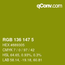 カラーコード: RGB 136 147 5 | qconv.com