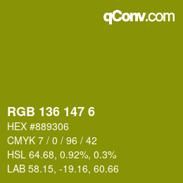 Color code: RGB 136 147 6 | qconv.com