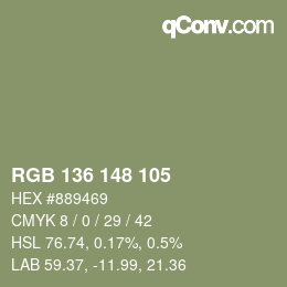カラーコード: RGB 136 148 105 | qconv.com