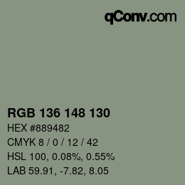 Farbcode: RGB 136 148 130 | qconv.com