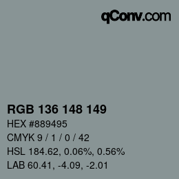 Color code: RGB 136 148 149 | qconv.com