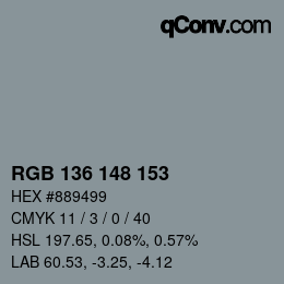 Color code: RGB 136 148 153 | qconv.com